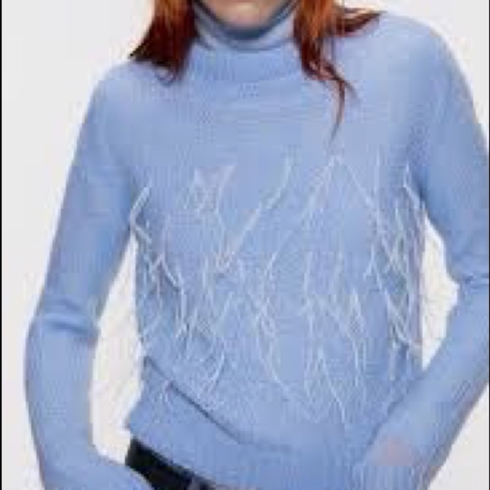 NWT Zara sweater with feather trim size Medium